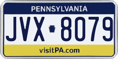 PA license plate JVX8079
