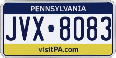 PA license plate JVX8083