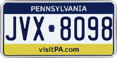 PA license plate JVX8098