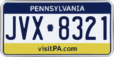 PA license plate JVX8321
