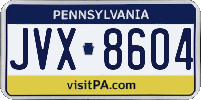 PA license plate JVX8604