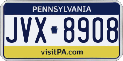 PA license plate JVX8908