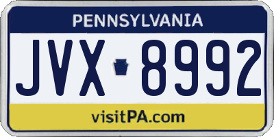 PA license plate JVX8992