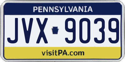 PA license plate JVX9039