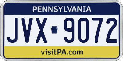 PA license plate JVX9072