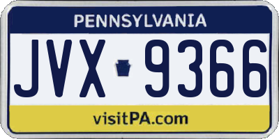 PA license plate JVX9366