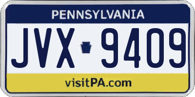 PA license plate JVX9409