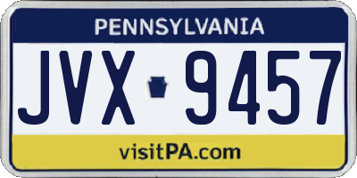 PA license plate JVX9457
