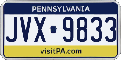 PA license plate JVX9833