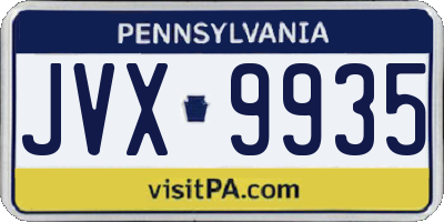 PA license plate JVX9935