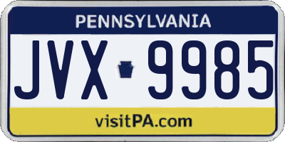 PA license plate JVX9985
