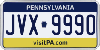 PA license plate JVX9990