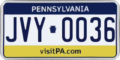 PA license plate JVY0036