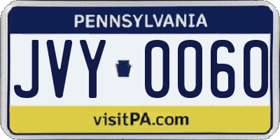 PA license plate JVY0060