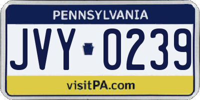 PA license plate JVY0239