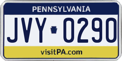 PA license plate JVY0290