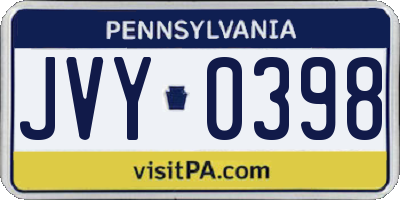 PA license plate JVY0398