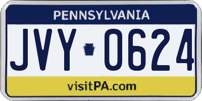 PA license plate JVY0624
