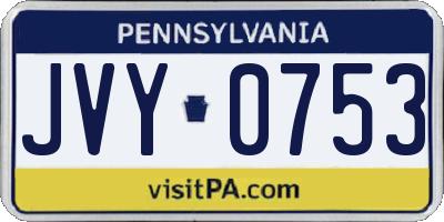 PA license plate JVY0753