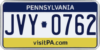 PA license plate JVY0762