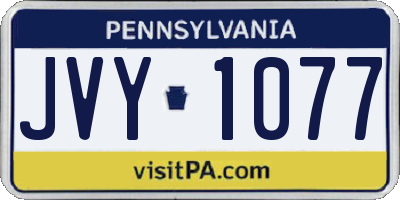 PA license plate JVY1077