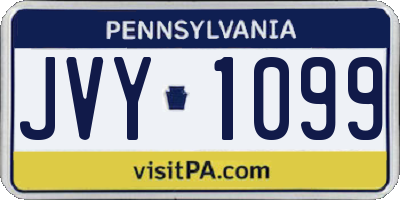 PA license plate JVY1099