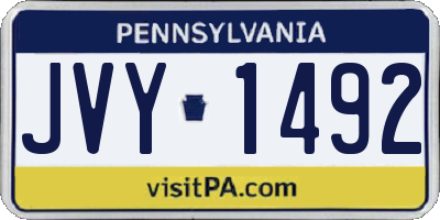 PA license plate JVY1492