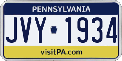 PA license plate JVY1934