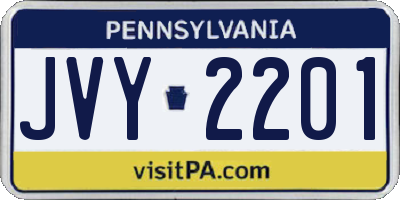 PA license plate JVY2201