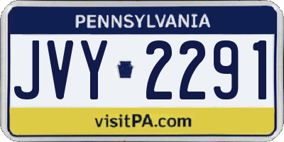 PA license plate JVY2291