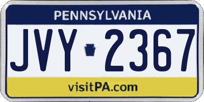 PA license plate JVY2367