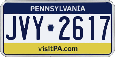 PA license plate JVY2617