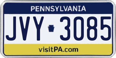 PA license plate JVY3085