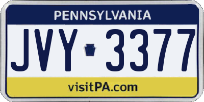 PA license plate JVY3377