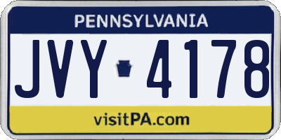 PA license plate JVY4178