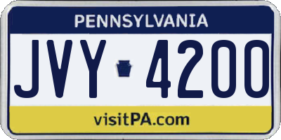 PA license plate JVY4200