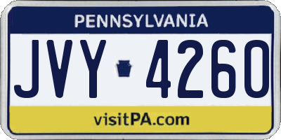 PA license plate JVY4260