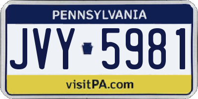 PA license plate JVY5981