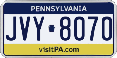 PA license plate JVY8070