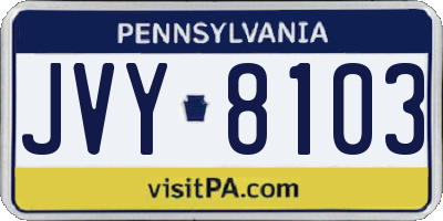 PA license plate JVY8103