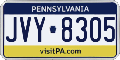 PA license plate JVY8305