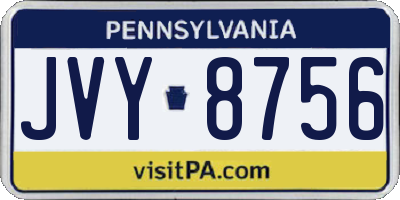 PA license plate JVY8756