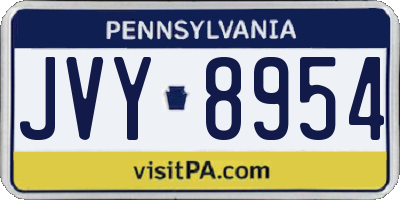 PA license plate JVY8954