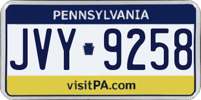 PA license plate JVY9258