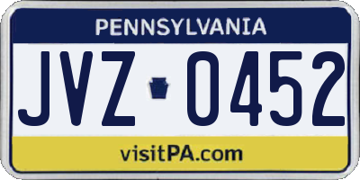 PA license plate JVZ0452