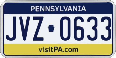 PA license plate JVZ0633