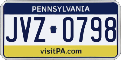 PA license plate JVZ0798