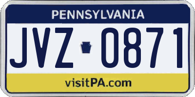 PA license plate JVZ0871