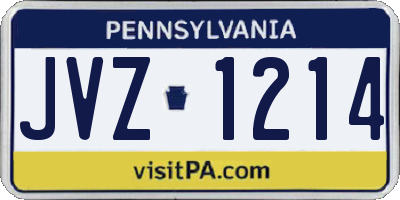 PA license plate JVZ1214