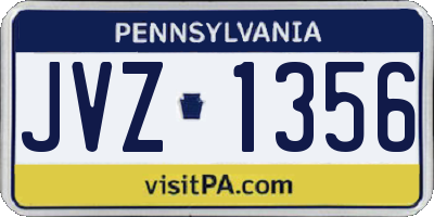 PA license plate JVZ1356